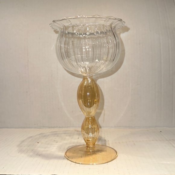 Vintage Hand Blown Candle Holder - Picture 1 of 4